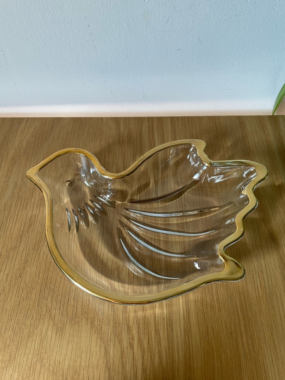 Vintage Mikasa Golden Dove Glass Candy Trinket Dish Gold Rim 1980s Japan 6.5”